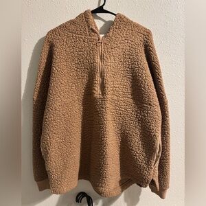 Pink Tan and brown 1/4 zip-up sweater